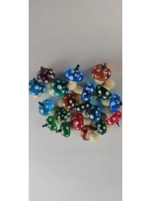 Benim Cam Atölyem Murano Mantar Kolye Mini Takı