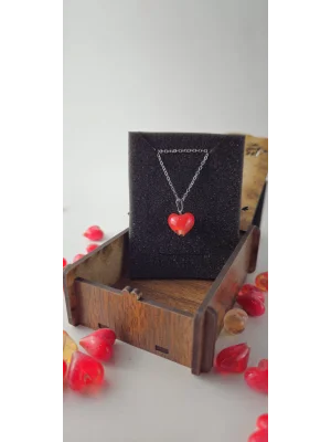 Benim Cam Atölyem Murano Kalp Kolye Mini Takı