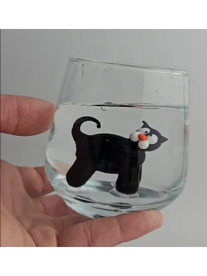 Benim Cam Atölyem Murano Gaz Çıkaran Bardak -Kedi-