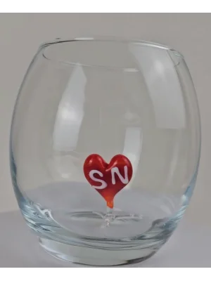 Benim Cam Atölyem Murano Harfli Kalp Bardak