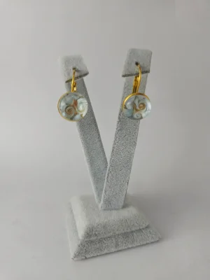 Benim Cam Atölyem Ebru Tekniği Altın Kaplama Çelik Murano Küpe