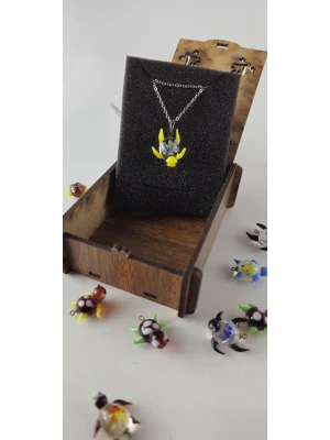 Benim Cam Atölyem Murano Caretta Caretta Kolye Mini Takı