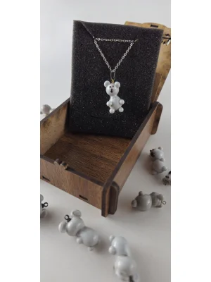 Benim Cam Atölyem Murano Koala Kolye Mini Takı