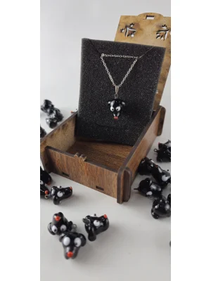 Benim Cam Atölyem Murano Köpek Kolye Mini Takı