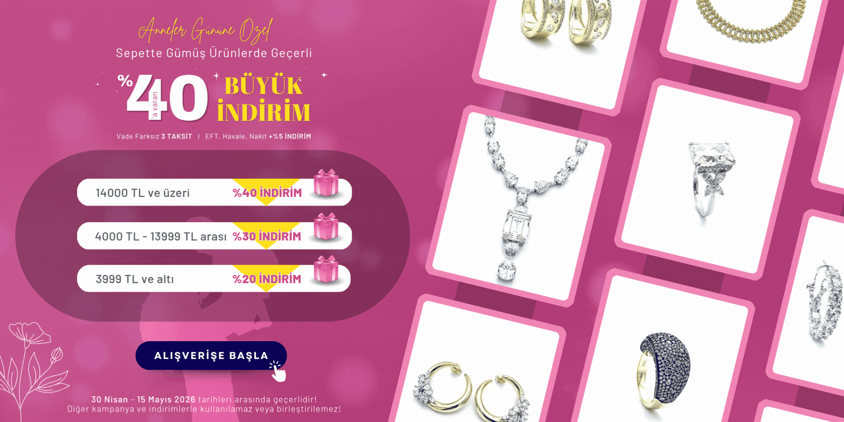 Anneler Gününe Özel Sepette %40a varan İNDİRİM!