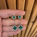 2 Malahit Zincirli Yonca Küpe