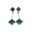 2 Malahit Zincirli Yonca Küpe