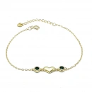 2 Yeşil Dot Kalp Zincir Bileklil