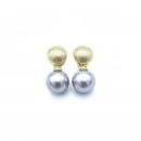 Elegant Seri 4 Pearl Grey Gold Küpe