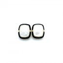 Elegant Seri 5 Square Black Sedef Küpe