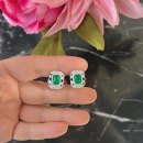 Zümrüt Paraiba Button Küpe