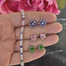 Mor Çiçek Stud Küpe