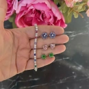 Lila Damla Çiçek Küpe