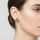 Lila Damla Çiçek Küpe