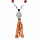 İnci ve Mercan Taşlı Tasarım Kolye Küpe Set