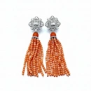 İnci ve Mercan Taşlı Tasarım Kolye Küpe Set