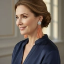 İnci ve Mercan Taşlı Tasarım Kolye Küpe Set