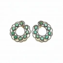 Zümrüt ve Ham Elmas Taşlı Küpe