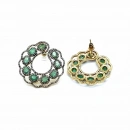 Zümrüt ve Ham Elmas Taşlı Küpe