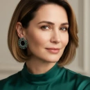 Zümrüt ve Ham Elmas Taşlı Küpe