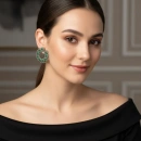 Zümrüt ve Ham Elmas Taşlı Küpe