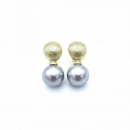Elegant Seri 4 Pearl Grey Gold Küpe