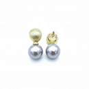 Elegant Seri 4 Pearl Grey Gold Küpe