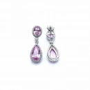 Pembe Safir Oval Damla Duo Aro Küpe