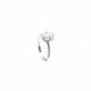 Sertifikalı Mozanit Oval Taşlı Yanları Taşlı Tektaş Yüzük