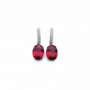 Ruby Oval Taşlı Halka Küpe