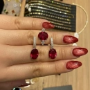Ruby Oval Taşlı Halka Küpe