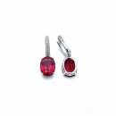 Ruby Oval Taşlı Halka Küpe