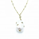 Taşlı Barok İnci Tif Zincir Kolye