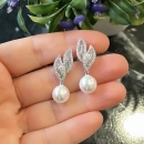 Baget Yaprak Duo İnci Küpe