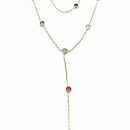 Rainbow Çift Sıra Gömme Taş Y Kolye