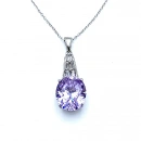 Alex Lila Oval Yanı Bagetli Kolye