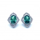 Alex Mint Oval Taş Bagetli Düğme Küpe