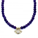 Ametist Göz Figürlü Kolye