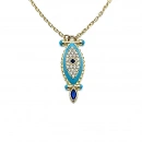 Aqua Mineli Göz Kolye