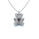 Ayıcık Pembe Kalp Taşlı Kolye