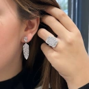 Baget Taşlı 2 Yaprak Küpe