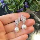 Baget Yaprak Duo İnci Küpe