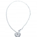 Bagetli Lazer Kalp Ataç Zincir Kolye