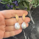 Barok İnci Wings Küpe