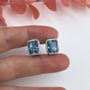 BD Ddörtgen Etrafı Taşlı Küpe