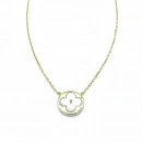 Beyaz Sedef Yonca Circle Kolye