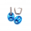 Blue Button M Halka Küpe