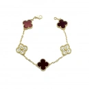 Bordo Akik Taşlı 5li Yonca Bileklik