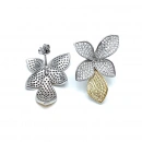 Bruno Taşlı Flower Leaf Gold Küpe