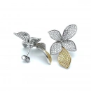 Bruno Taşlı Flower Leaf Gold Küpe